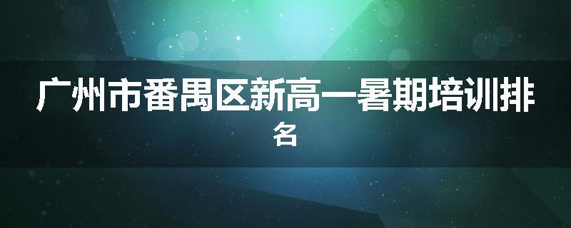 广州市番禺区新高一暑期培训排名