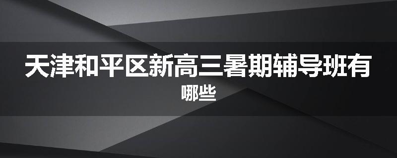 天津和平区新高三暑期辅导班有哪些