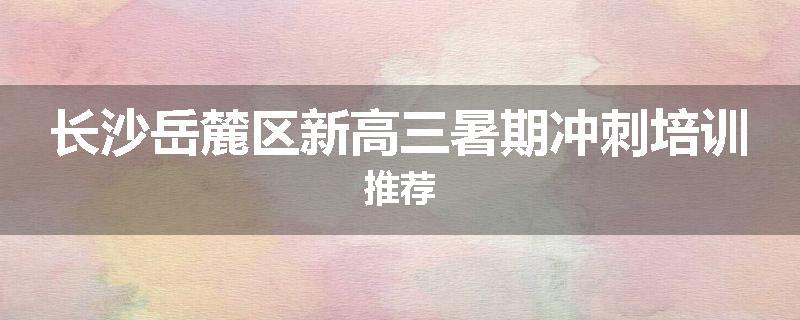 长沙岳麓区新高三暑期冲刺培训推荐