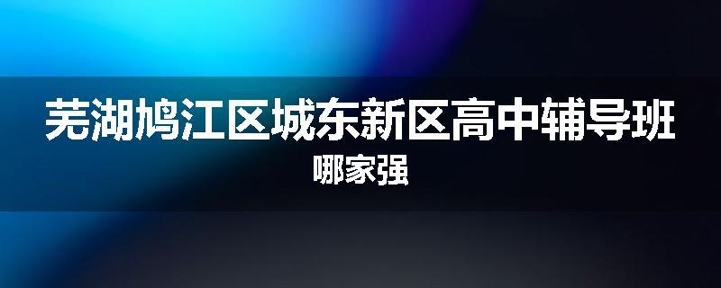 芜湖鸠江区城东新区高中辅导班哪家强