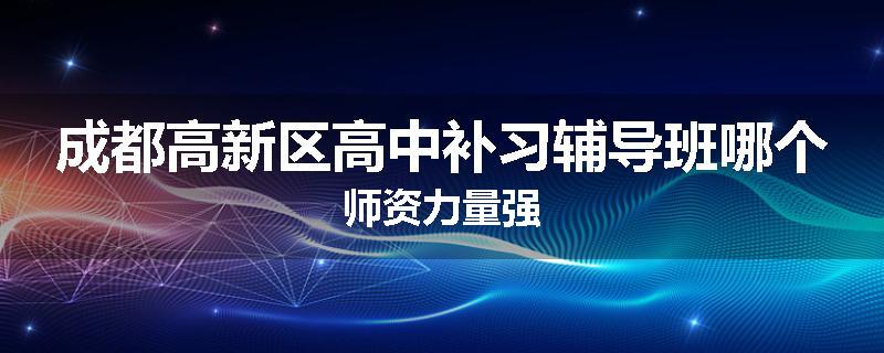 成都高新区高中补习辅导班哪个师资力量强