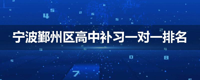 宁波鄞州区高中补习一对一排名