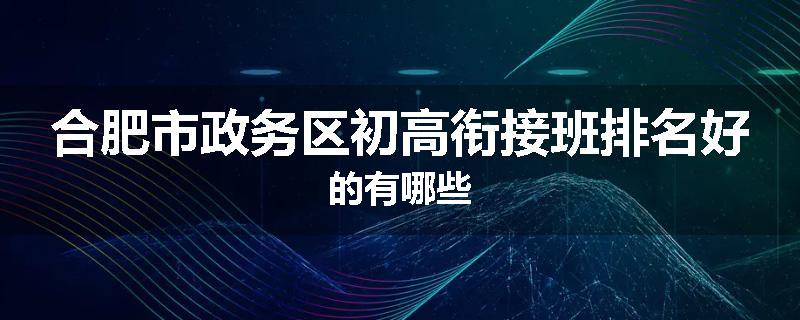 合肥市政务区初高衔接班排名好的有哪些