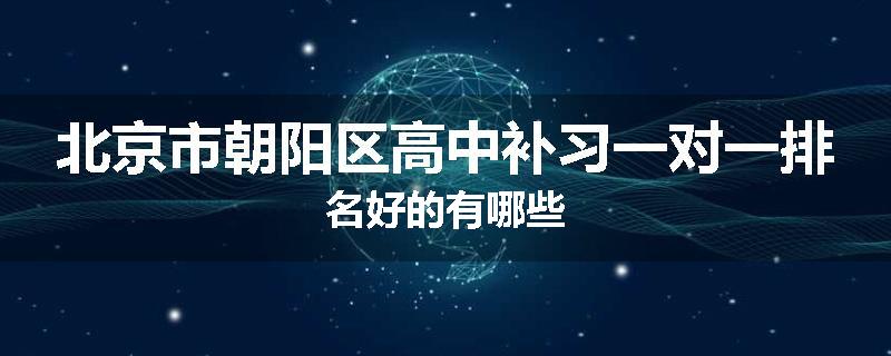 北京市朝阳区高中补习一对一排名好的有哪些