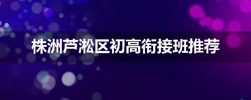 株洲芦淞区初高衔接班推荐