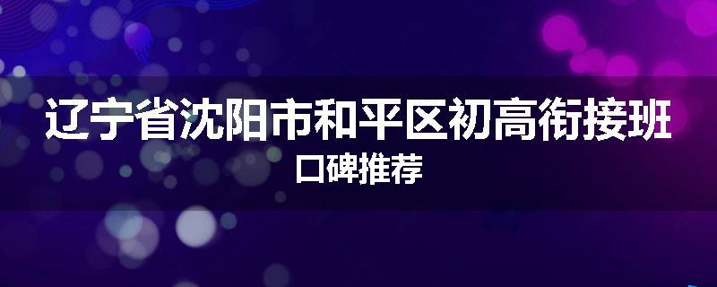 辽宁省沈阳市和平区初高衔接班口碑推荐