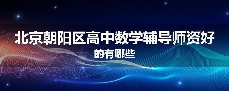 北京朝阳区高中数学辅导师资好的有哪些