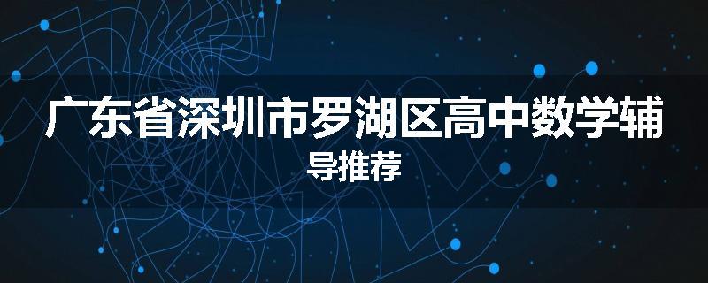 广东省深圳市罗湖区高中数学辅导推荐