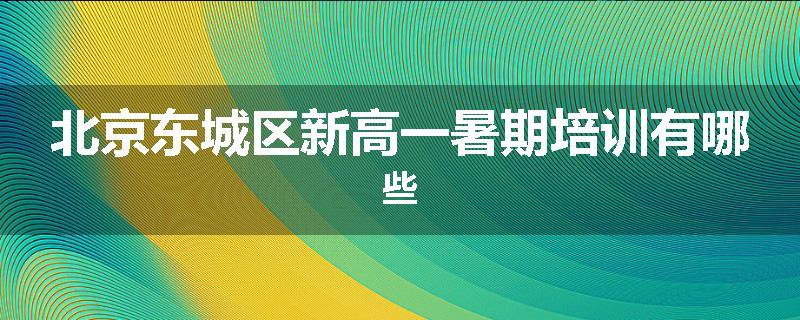 北京东城区新高一暑期培训有哪些