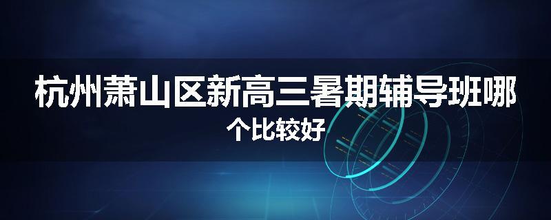 杭州萧山区新高三暑期辅导班哪个比较好