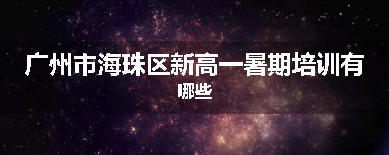 广州市海珠区新高一暑期培训有哪些