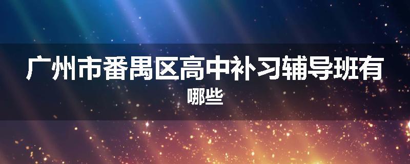广州市番禺区高中补习辅导班有哪些