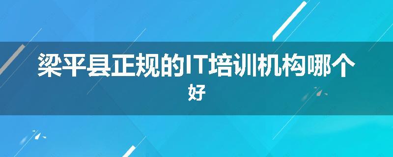 梁平县正规的IT培训机构哪个好