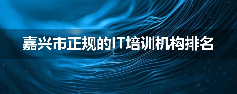 嘉兴市正规的IT培训机构排名