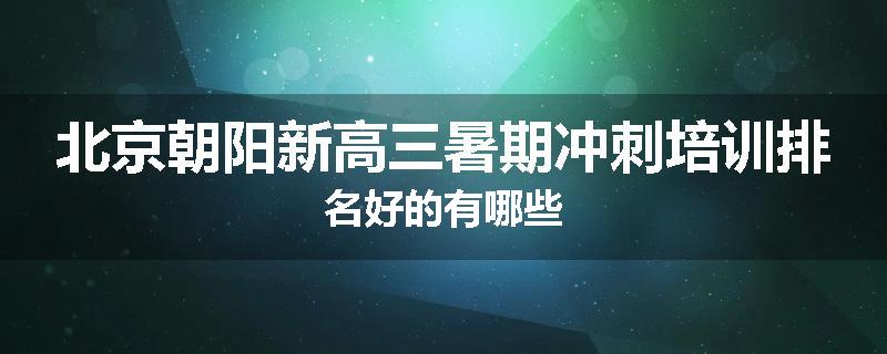 北京朝阳新高三暑期冲刺培训排名好的有哪些