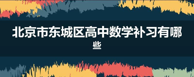 北京市东城区高中数学补习有哪些