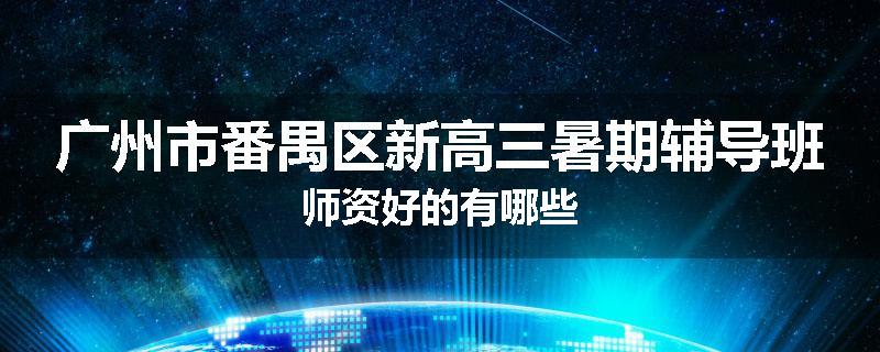 广州市番禺区新高三暑期辅导班师资好的有哪些