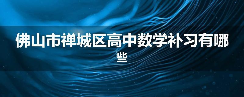 佛山市禅城区高中数学补习有哪些