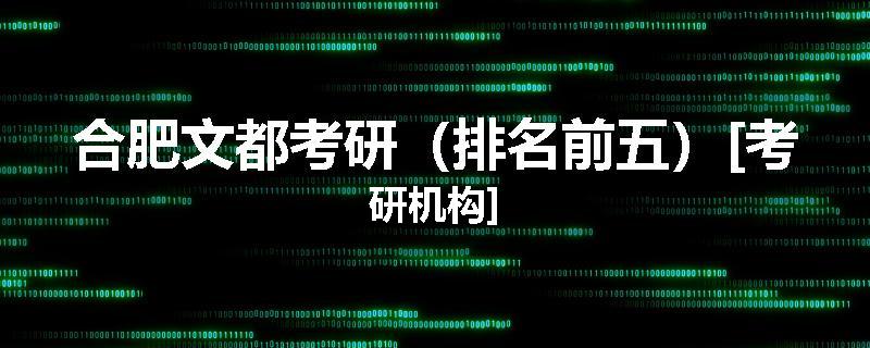 合肥文都考研（排名前五）[考研机构]