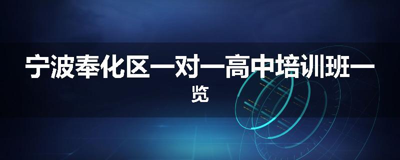 宁波奉化区一对一高中培训班一览