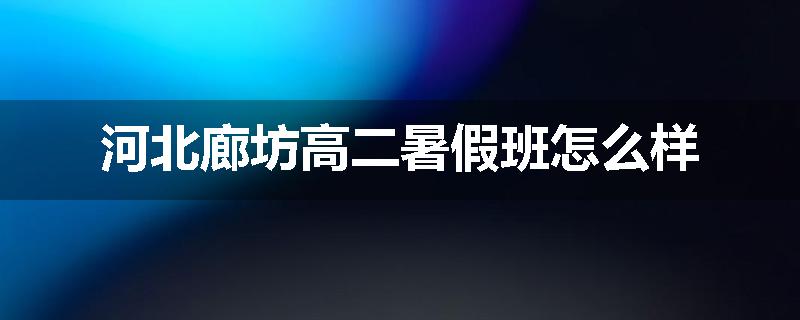 河北廊坊高二暑假班怎么样
