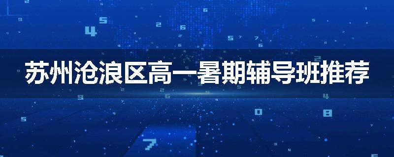 苏州沧浪区高一暑期辅导班推荐