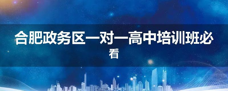 合肥政务区一对一高中培训班必看