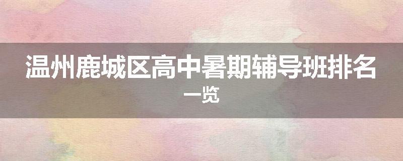 温州鹿城区高中暑期辅导班排名一览