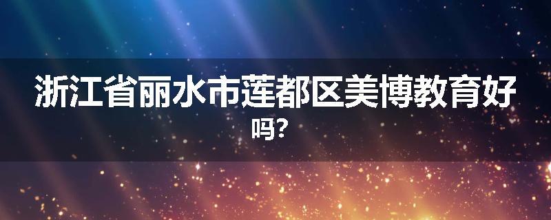 浙江省丽水市莲都区美博教育好吗？