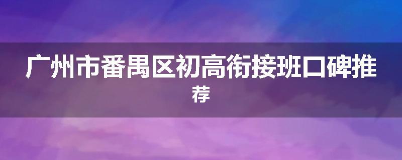 广州市番禺区初高衔接班口碑推荐