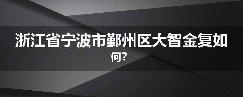浙江省宁波市鄞州区大智金复如何？