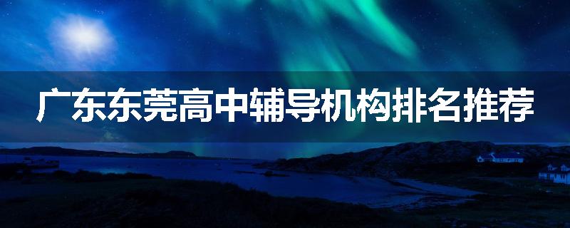 广东东莞高中辅导机构排名推荐