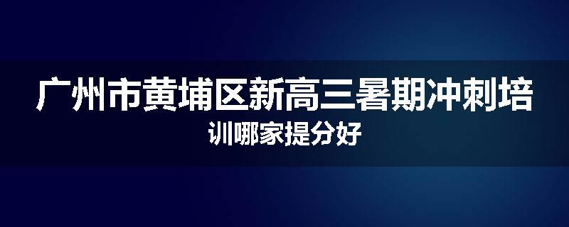 广州市黄埔区新高三暑期冲刺培训哪家提分好