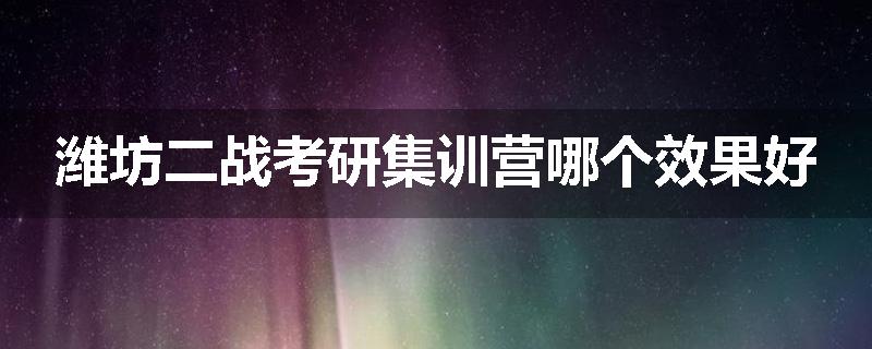 潍坊二战考研集训营哪个效果好