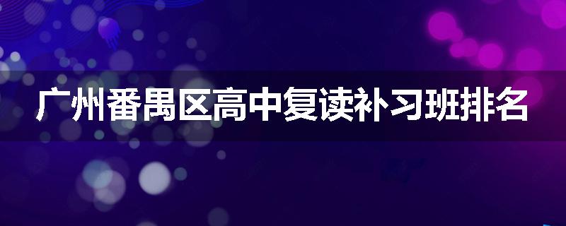 广州番禺区高中复读补习班排名