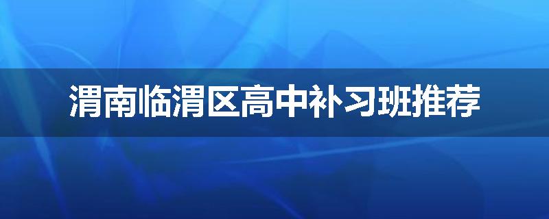渭南临渭区高中补习班推荐