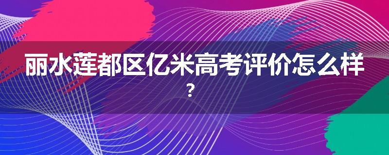 丽水莲都区亿米高考评价怎么样？