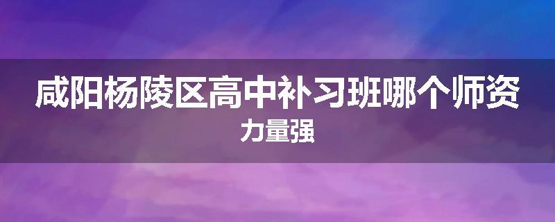 咸阳杨陵区高中补习班哪个师资力量强