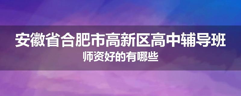 安徽省合肥市高新区高中辅导班师资好的有哪些