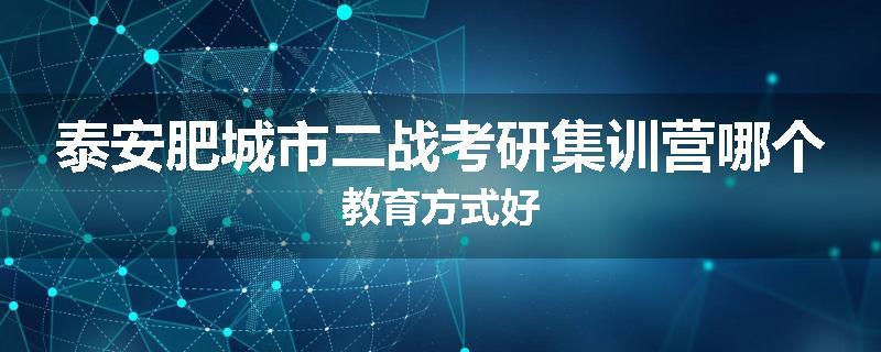 泰安肥城市二战考研集训营哪个教育方式好