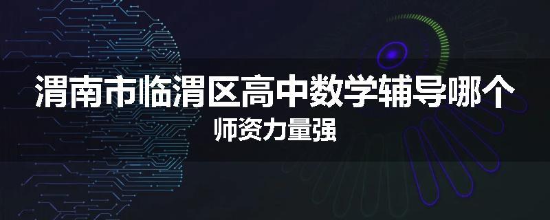 渭南市临渭区高中数学辅导哪个师资力量强