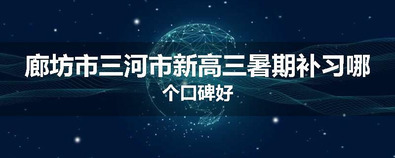 廊坊市三河市新高三暑期补习哪个口碑好