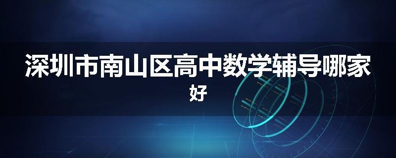 深圳市南山区高中数学辅导哪家好