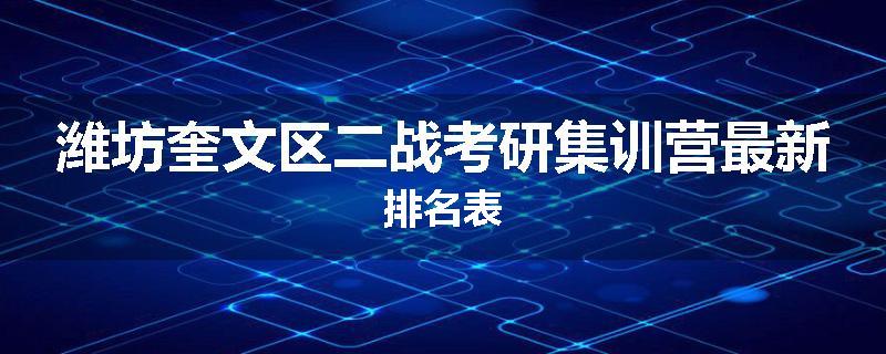 潍坊奎文区二战考研集训营最新排名表