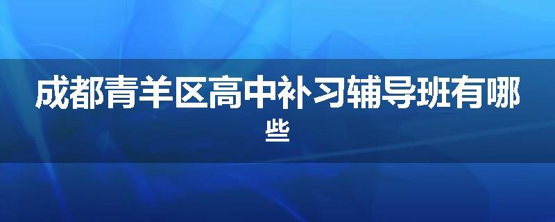 成都青羊区高中补习辅导班有哪些