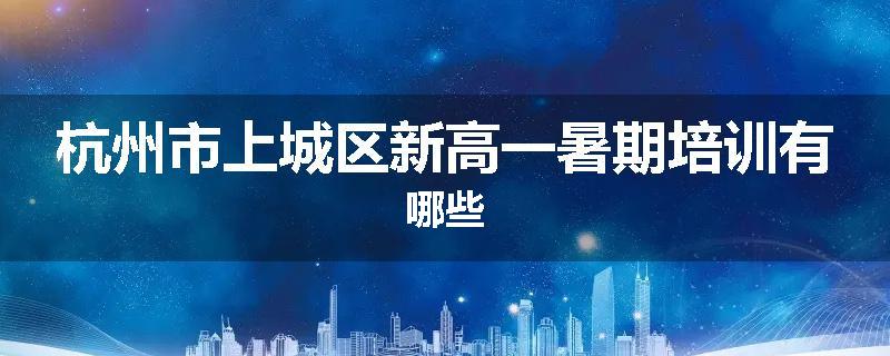 杭州市上城区新高一暑期培训有哪些