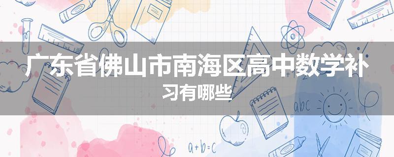 广东省佛山市南海区高中数学补习有哪些