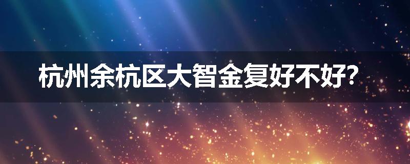 杭州余杭区大智金复好不好？