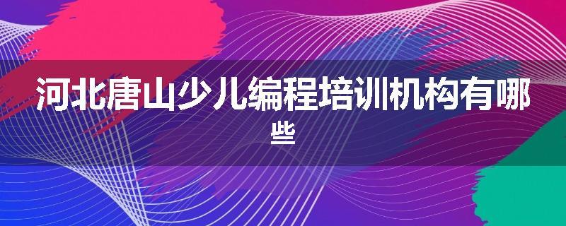 河北唐山少儿编程培训机构有哪些