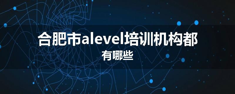 合肥市alevel培训机构都有哪些
